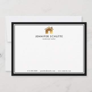 Modern Gold House Logo Realtor - Gepersonaliseerd  Notitiekaartje