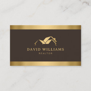 Modern Gold House Logo Vastgoed Espresso Bruin Visitekaartje