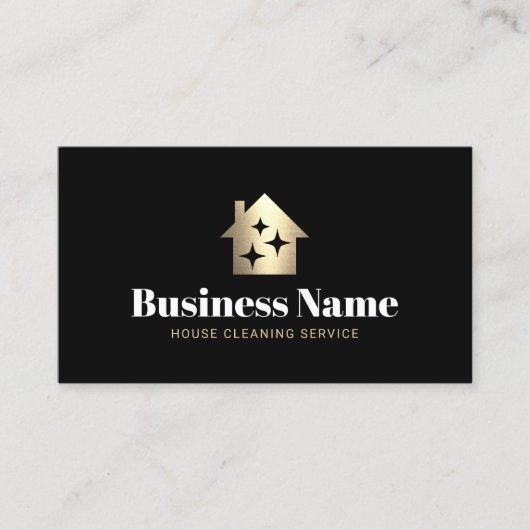 Modern Gold House Schoonmaak Maid Service Zwart Visitekaartje (Voorkant)