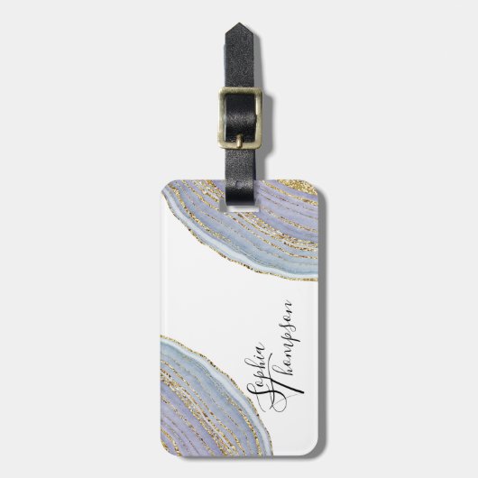 Modern Gold Lavender Geode Agate - Bagagelabel (Voorkant verticaal)