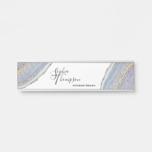 Modern Gold Lavender Geode Agate - Name Bord Deurbordje