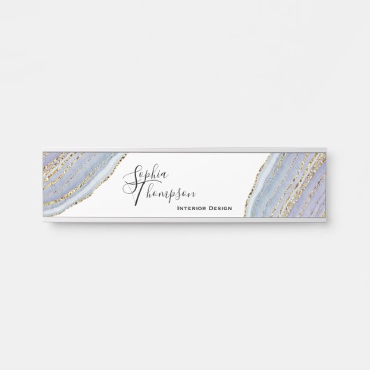Modern Gold Lavender Geode Agate - Name Bord Deurbordje (Voorkant)