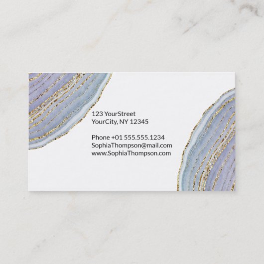 Modern Gold Lavender Geode Agate - Visitekaartje (Achterkant)