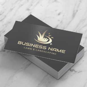 Modern Gold Lawn Care Logo Landschapsdienst Visitekaartje
