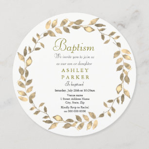Modern Gold leaf met grote jongen Girl Baptism Inv Kaart