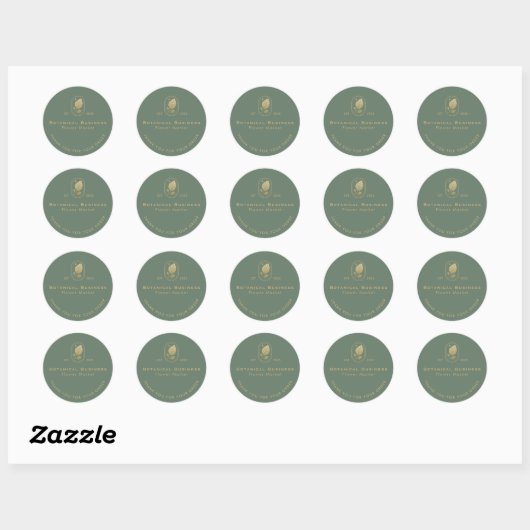 Modern Gold Leaf Minimal Botanisch Groen Dank u Ronde Sticker (Vel)