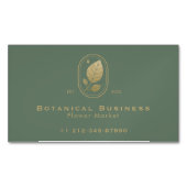 Modern Gold Leaf Minimal Botanisch Groen Magnetisch Visitekaartje (Voorkant)