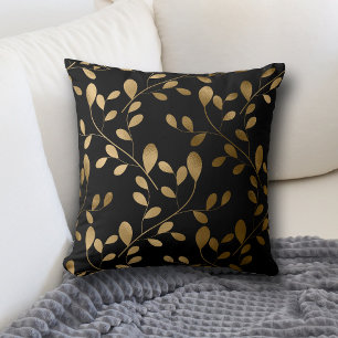 Modern Gold Leaf Pattern op Black Sierkussen