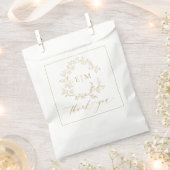 Modern Gold Leafy Crest Monogram Weddenschap Bedankzakje (Geknipt)