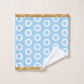 Modern Gold Light Blue White Circle Ring Pattern (Gant de toilette)