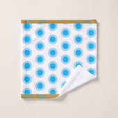 Modern Gold Light Blue White Circle Ring Pattern (Gant de toilette)