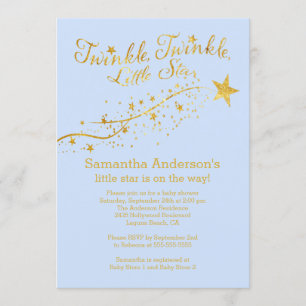 Modern Gold Little Star Boy Baby shower Uitnodigin Kaart