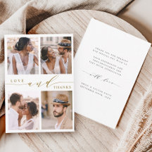 Modern Gold Love & Bedankt 4 Foto Wedding