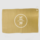 Modern Gold Metallic Monogram Golf Golfhanddoek (Horizontaal)