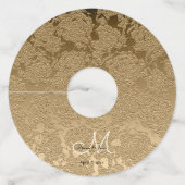 Modern Gold Monogram Elegant Wedding Wijnglaslabel (Voorkant)