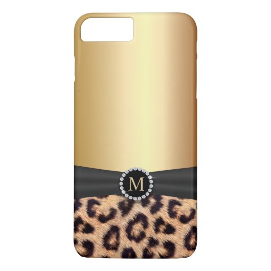 Modern Gold Monogram Leopard Case-Mate iPhone Case (Achterkant)