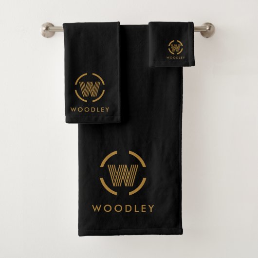 Modern Gold Monogram Logo Bad Handdoek (Insitu)