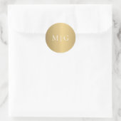 Modern Gold Monogram Ronde Sticker (Tas)
