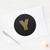 Modern Gold Monogram Ronde Sticker (Envelop)