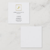 Modern Gold Monogrammed Trendy Elegant Plain Vierkante Visitekaartje (Voorkant / Achterkant)