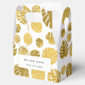 Modern Gold Monstera Tropical Leaves Pattern Bedankdoosjes (Geopend)