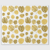 Modern Gold Monstera Tropical Leaves Pattern Cadeaupapier (Vlak)
