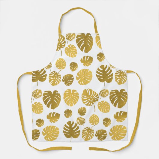 Modern Gold Monstera Tropical Leaves Pattern Schort (Voorkant)