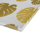 Modern Gold Monstera Tropical Leaves Pattern Snijplank (Hoek)