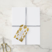 Modern Gold Monstera Tropical Leaves Professional Cadeaulabel (Met Touw)