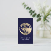 Modern Gold Moon Elegant Navy Blue Event Planning Visitekaartje (Staand voorkant)