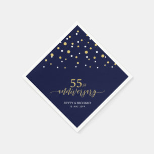 Modern Gold & Navy 55e Jubileum partyservetten Servet