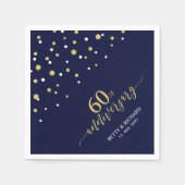 Modern Gold & Navy 60e Jubileum Party servetten (Voorkant)