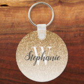 Modern Gold Ombre Faux Glitter Monogram Sleutelhanger (Voorkant)