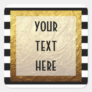 Modern Gold op Black White Stripe Luxury Boutique Vierkante Sticker
