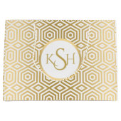 Modern Gold op wit veelhoekpatroon Groot Cadeauzakje (Voorkant)