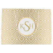 Modern Gold op wit veelhoekpatroon Groot Cadeauzakje (Achterkant)