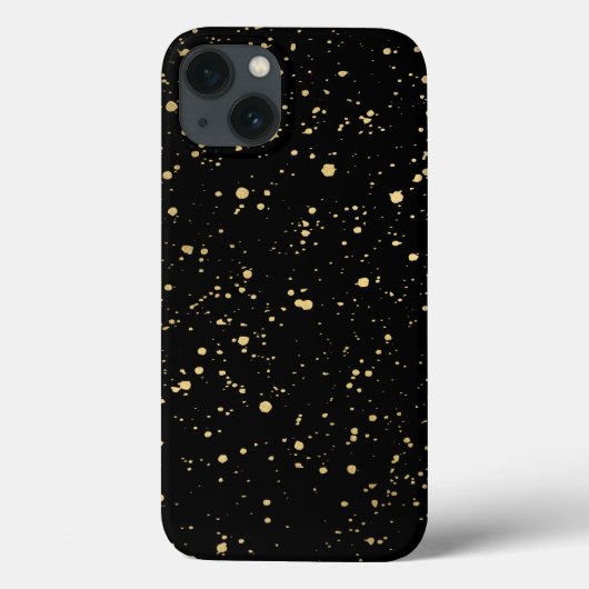 Modern Gold Paint Splatter Pattern op Black Case-Mate iPhone Case (Achterkant)