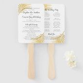 Modern Gold Palm Beach Wedding Program Fan Handwaaier (Voorkant en achterkant)
