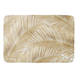 Modern Gold Palm Leaf Tropical Pattern Badmat