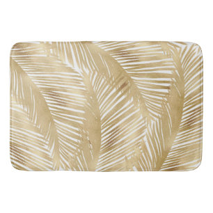 Modern Gold Palm Leaf Tropical Pattern Badmat