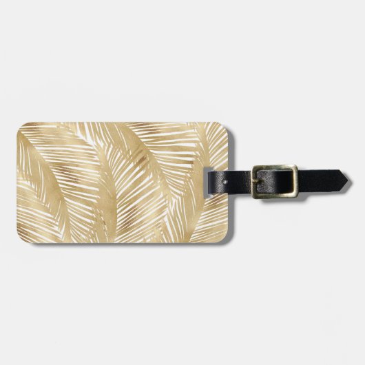 Modern Gold Palm Leaf Tropical Pattern Bagagelabel (Voorkant horizontaal)