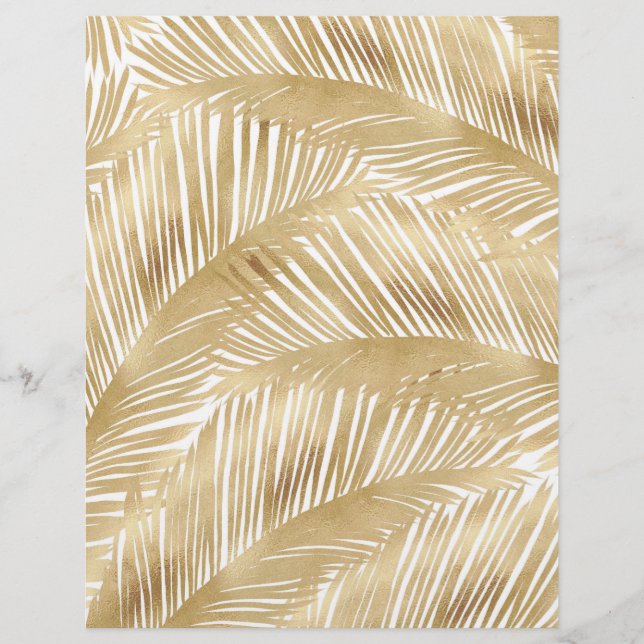 Modern Gold Palm Leaf Tropical Pattern Briefhoofd (Voorkant)