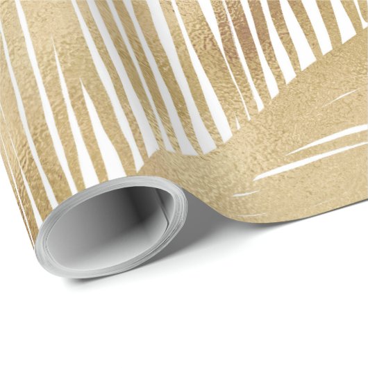 Modern Gold Palm Leaf Tropical Pattern Cadeaupapier (Rol Hoek)