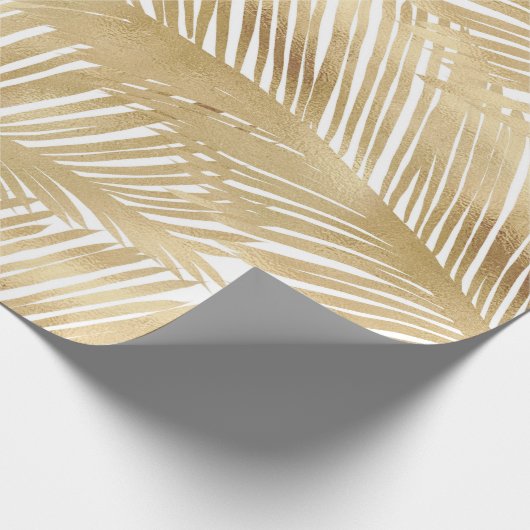 Modern Gold Palm Leaf Tropical Pattern Cadeaupapier (Hoek)