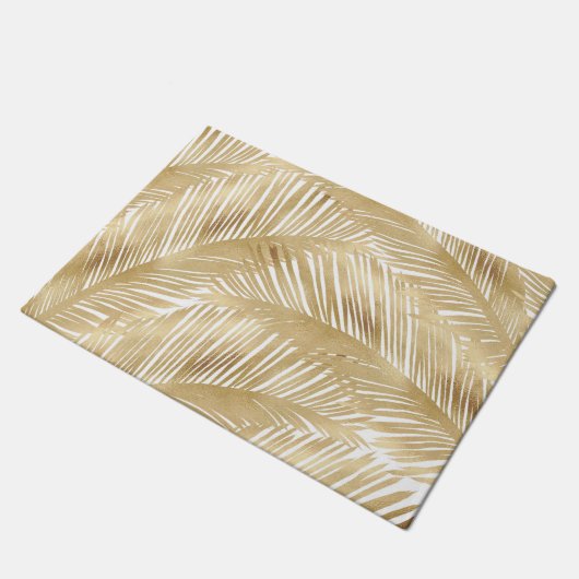 Modern Gold Palm Leaf Tropical Pattern Deurmat (Schuin)