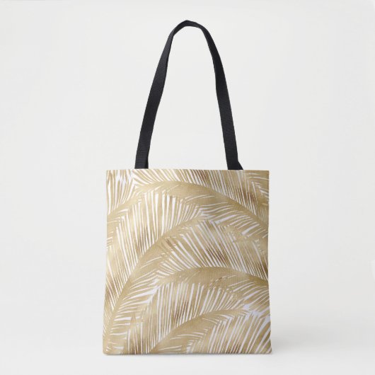 Modern Gold Palm Leaf Tropical Pattern Draagtas (Voorkant)