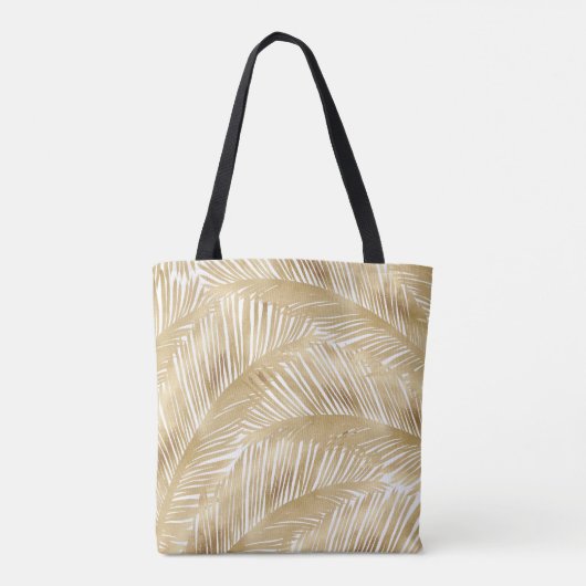 Modern Gold Palm Leaf Tropical Pattern Draagtas (Achterkant)