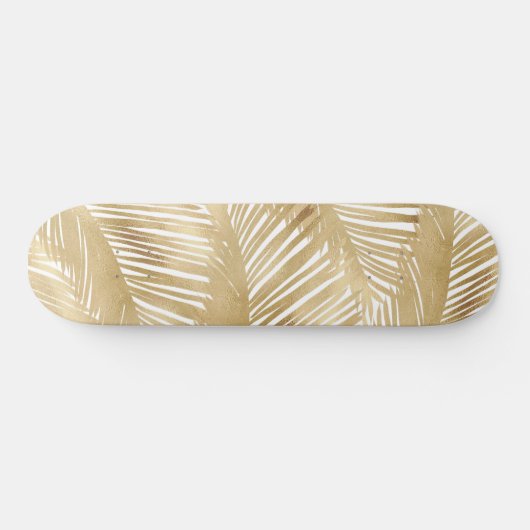 Modern Gold Palm Leaf Tropical Pattern Skateboard (Horizontaal)