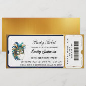 Modern gold party ticket invitations  kaart (Voorkant / Achterkant)