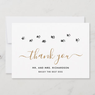 Modern Gold Personalized Pet Wedding Bedankkaart